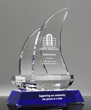 Faceted Sailboat Crystal Award