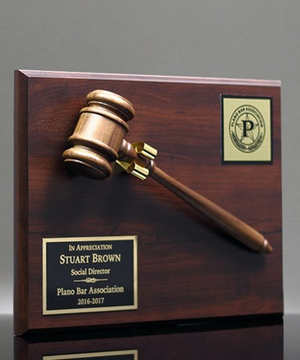 Walnut-Finish Gavel Plaque Award