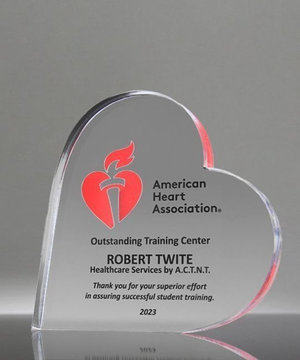 Acrylic Heart Paperweight Award