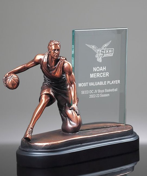 Basketball Glass Plaque