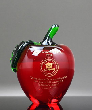 Red Crystal Apple Paperweight
