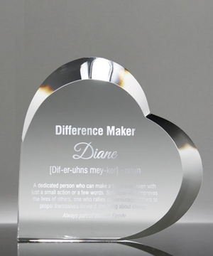 Crystal Heart Paperweight Award