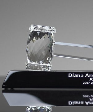 Faceted Crystal Gavel on Black Base Award