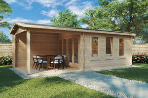 Garden Summer House with Veranda "Eva E" 12m² | 3 x 7 m | 44mm