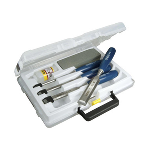 Stanley 5002 Bevel Edge Chisel Set & Oilstone (4 Pieces)