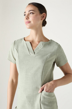 SJ Women's Linen Blend V-neck Tunic, Sage