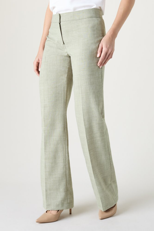 SJ Women's Linen Blend Straight Leg Trouser, Sage