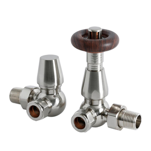 Milano Windsor - Traditional Thermostatic Corner Radiator Valves Satin Nickel (Pair)