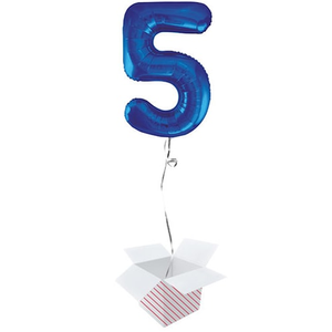 Blue Number 5 Helium Foil Giant Balloon - Inflated Balloon in a Box