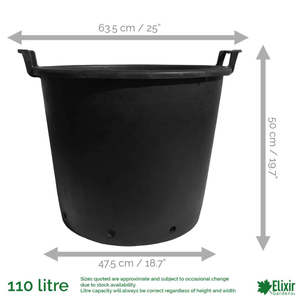 Plant Pots with Handles | Heavy-Duty Plastic Containers/Tubs (30L-130L Sizes) - 100/110 Litre, 3