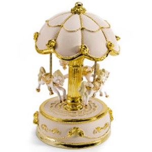 Ivory Canopy with Gold Accents Animated Musical Carousel Keepsake