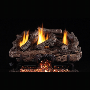 Real Fyre Charred Aged Split Vent Free 24" Logs with G10 Burner Options - Natural Gas - Logs and 24/30" Manual Burner