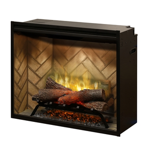 Dimplex Revillusion Herringbone 30" Built-in Electric Firebox w/ Plug Kit & Front Glass RBF30-FG