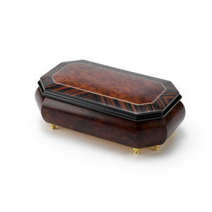 Gorgeous 18 Note Natural Wood Tone Classic Style Cut Corner Music Box