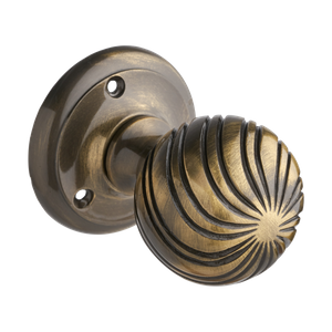 Swirl Ball Design Mortice Door Knob - 49.5mm - Antique Brass - Pair - Designer Levers