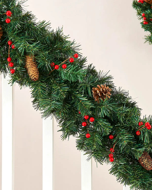 Extra Thick Mixed Pine Garland, Pinecones & Berries, 9 ft