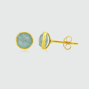Antibes Gold Vermeil & Aqua Chalcedony Stud Earrings