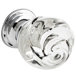 Rose Shaped Glass Flower Design Cabinet/Drawer Knob - Chrome/Glass - Pack of 6 - Elite Knobs & Handles
