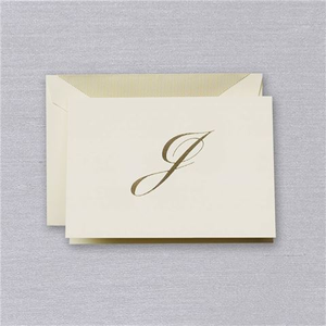 Crane & Co - Engraved J Initial Note Card Set 10pce