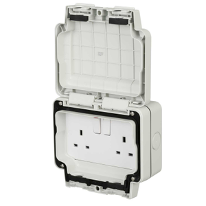 13A 2 Gang Double Pole Switched Socket IP66 Grey