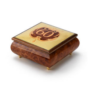 Handcrafted 60th Anniversary or Birthday with Ornament Frame Musical Jewelry Box