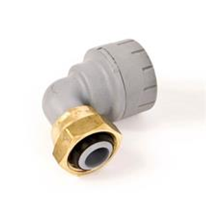 POLYPIPE PolyPlumb 15mm x 1/2" Bent Tap Connector, Grey/Brass, PB1715