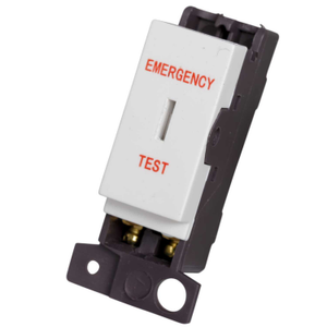 10A Double Pole Key Switch Module marked Emergency Test White