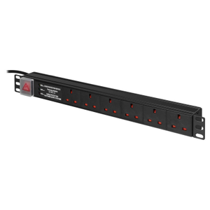 1U 6 Way Horizontal PDU 13A Surge Protected