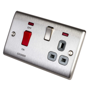 45A DP Cooker Control Unit Grey Insert Brushed Steel