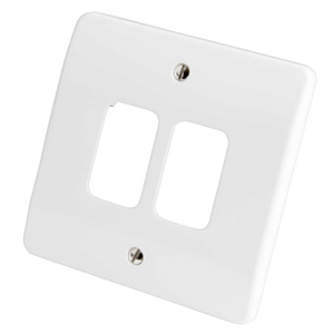2 Gang Grid Front Plate White