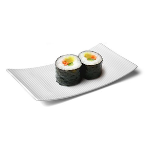 Lifestyle - Stripe Sushi Dish Small White 21x12cm