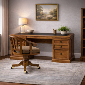 Oxford Light Pine Large Double Pedestal Desk