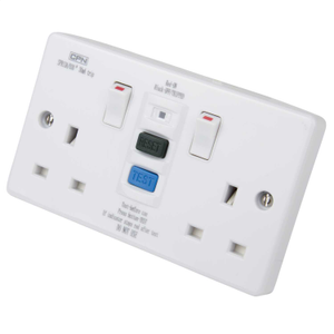 13A 2 Gang Double Switched RCD Socket White