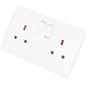 13A SP 2 Gang Switched Socket White