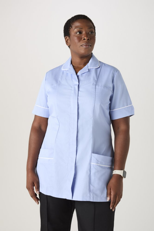 SJ Women's Healthcare Tunic, Sky Blue/White