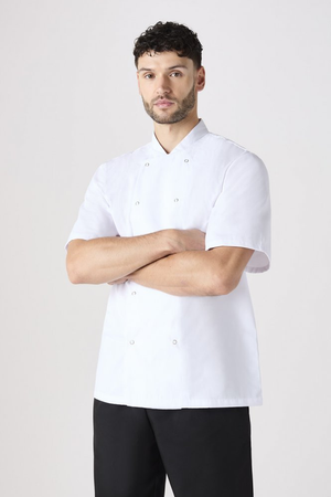 SJ Unisex Short Sleeve Chef Jacket, White