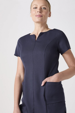 SJ Women's Lightweight V Neck Tunic with Pockets, Navy