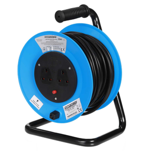 Silverline 13A 25m 230V 2 Gang Freestanding Cable Reel Blue/Black