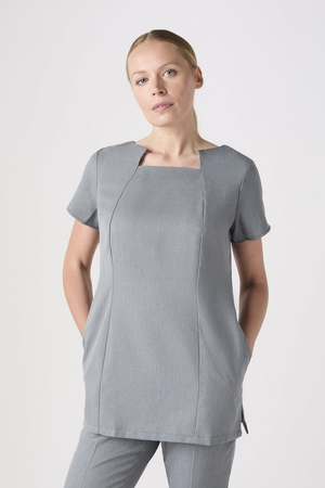 SJ Women's Lightweight Square Neck Tunic with Pockets, Grey