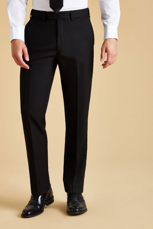 Contemporary Menâ€™s Flat Front Modern Fit Trouser, Short Length, Black