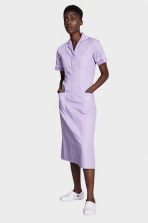 SJ Women's Healthcare Dress, Lilac With White Trim