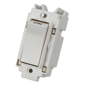 Crabtree 20A Double Pole Grid Switch marked On