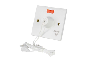 10A Triple Pole Pull Cord Fan Isolator Switch with Neon White