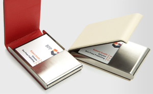 Leather Steel Business Card Holder