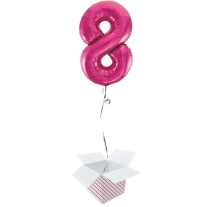 Pink Number 8 Helium Foil Giant Balloon - Inflated Balloon in a Box