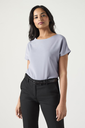SJ Women's Slash Neck, Blouse, Pale Grey
