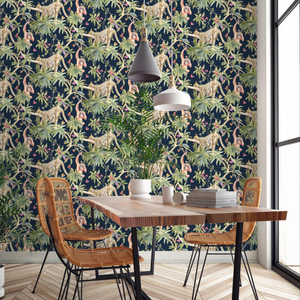 Holden Decor Jungle Animals Navy/Multi Wallpaper - 90690