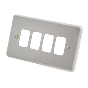 4 Gang Grid Front Plate Metalclad
