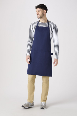 SJ Popper Strap Apron With Pocket, Navy