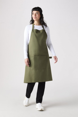 SJ Popper Strap Apron With Pocket, Olive